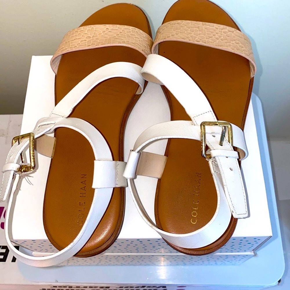 Cole Haan Findra Strappy White and Tan Women's Sandals Size 8 - Picture 7 of 13